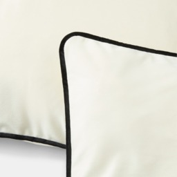 OHS Matte Velvet Piped Edge Cushion Covers, Cream - 55 x 55cm - thumbnail 3