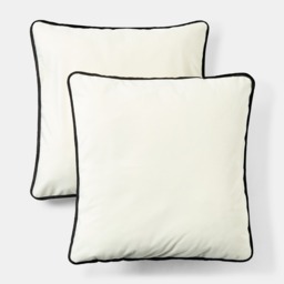 OHS Matte Velvet Piped Edge Cushion Covers, Cream - 55 x 55cm - thumbnail 2