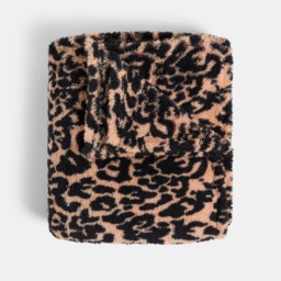 OHS Leopard Print Teddy Fleece Throw - Brown - thumbnail 3