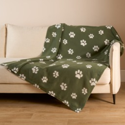 OHS Pet Paw Print Fleece Throw - Green - thumbnail 3