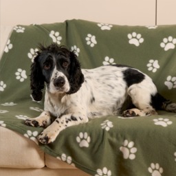 OHS Pet Paw Print Fleece Throw - Green - thumbnail 2