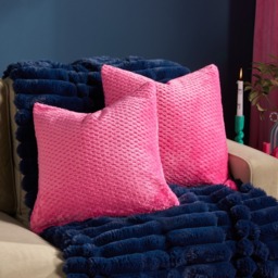 OHS Waffle Fleece Cushion Covers, Hot Pink - 45 x 45cm