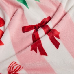 OHS Multi Bow Stripe Ultra Soft Throw - Pink/White - thumbnail 4