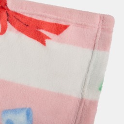 OHS Multi Bow Stripe Ultra Soft Throw - Pink/White - thumbnail 5