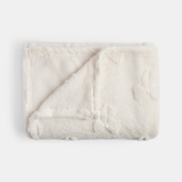 OHS Tufted Bow Teddy Fleece Throw, Ivory - 125 x 150cm - thumbnail 3