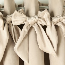 OHS Bow Velvet Eyelet Curtains , Natural - 90x90in - thumbnail 4
