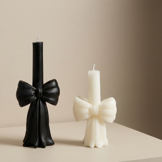 OHS 2 Pack Bow Candle - Black/White - image 1
