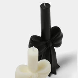 OHS 2 Pack Bow Candle - Black/White - thumbnail 4