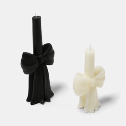 OHS 2 Pack Bow Candle - Black/White - thumbnail 2