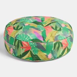 OHS Indoor/Outdoor Palm Print Round Filled Cushion - Green - thumbnail 3