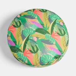 OHS Indoor/Outdoor Palm Print Round Filled Cushion - Green - thumbnail 4