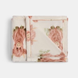 OHS Harry the Highland Cow Print Ultra Soft Throw - Natural/Green - thumbnail 3