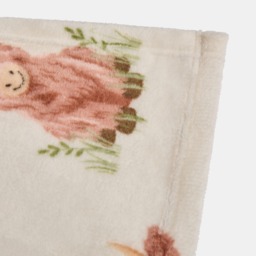 OHS Harry the Highland Cow Print Ultra Soft Throw - Natural/Green - thumbnail 5