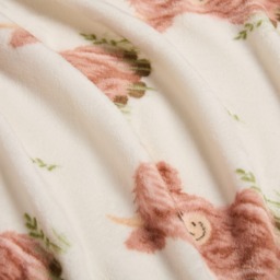 OHS Harry the Highland Cow Print Ultra Soft Throw - Natural/Green - thumbnail 4