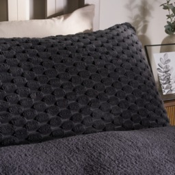 OHS Waffle Fleece Duvet Cover Set, Charcoal - King - thumbnail 3