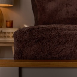 OHS Teddy Fleece Fitted Sheet, Coffee - Double - thumbnail 2