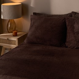 OHS Teddy Fleece Fitted Sheet, Coffee - Double - thumbnail 1