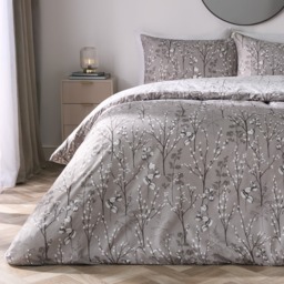 OHS Willow Branch Reversible Duvet Cover Set, Grey - Double - thumbnail 1