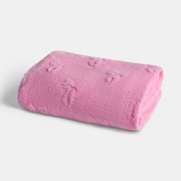 OHS Tufted Bow Teddy Fleece Throw, Blush - 125 x 150cm - thumbnail 2