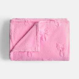 OHS Tufted Bow Teddy Fleece Throw, Blush - 125 x 150cm - thumbnail 3
