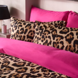 OHS Leopard Print Reversible Duvet Cover Set, Natural/Hot Pink -  Double - thumbnail 5