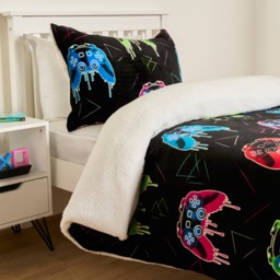 OHS Gaming Glow In The Dark Duvet Set, Black - Double - thumbnail 3