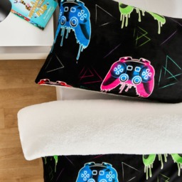 OHS Gaming Glow In The Dark Duvet Set, Black - Double - thumbnail 4