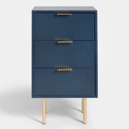 OHS Ribbed 3-Drawer Bedside Table - Navy - thumbnail 3