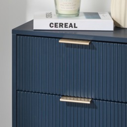 OHS Ribbed 3-Drawer Bedside Table - Navy - thumbnail 2