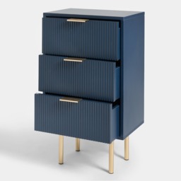 OHS Ribbed 3-Drawer Bedside Table - Navy - thumbnail 5