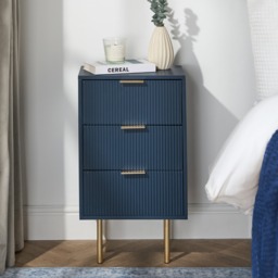 OHS Ribbed 3-Drawer Bedside Table - Navy - thumbnail 1