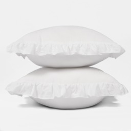 OHS Frill Cushion Cover, White - 45 x 45cm - thumbnail 4