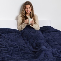 OHS Teddy Fleece Weighted Blanket, Navy - 10kg - thumbnail 2