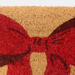 OHS Bow Print Coir Mat - Natural/Red - thumbnail 5
