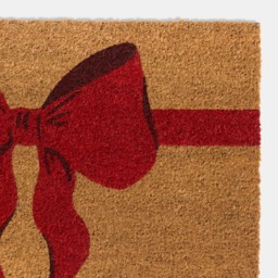 OHS Bow Print Coir Mat - Natural/Red - thumbnail 4
