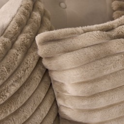 OHS Faux Fur Thick Ribbed Cushion Covers, Mink - 45 x 45cm - thumbnail 3