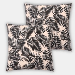 OHS 2 Pack Indoor/Outdoor Leaf Print Cushion Covers - Monochrome - thumbnail 5