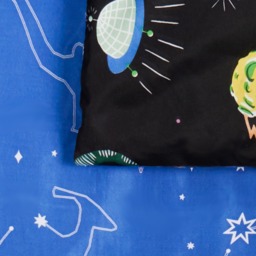 OHS Kids Space Dinosaur Print Reversible Duvet Cover Set, Black/Blue - Single - thumbnail 3