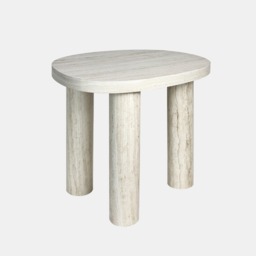 OHS 3-Legged Travertine Effect Side Table - Natural - thumbnail 2