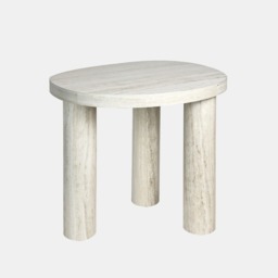 OHS 3-Legged Travertine Effect Side Table - Natural - thumbnail 3