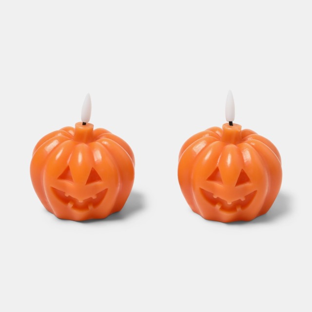 OHS 2 Pack Carved Pumpkin LED Candles - Orange - image 1