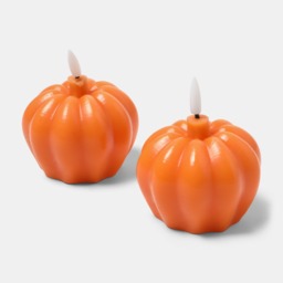 OHS 2 Pack Carved Pumpkin LED Candles - Orange - thumbnail 3