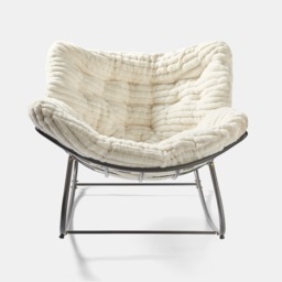 OHS Ribbed Faux Fur Rocking Chair - Cream - thumbnail 3
