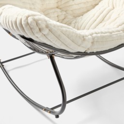OHS Ribbed Faux Fur Rocking Chair - Cream - thumbnail 4