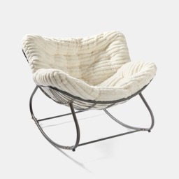 OHS Ribbed Faux Fur Rocking Chair - Cream - thumbnail 2