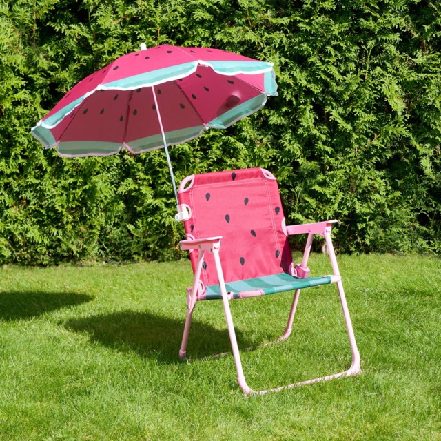 OHS Kids Watermelon Print Camping Chair with Parasol - Pink/Green - image 1
