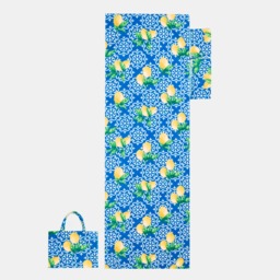 OHS Lemon Tile Print Beach Towel in a Bag - Blue/White - thumbnail 4