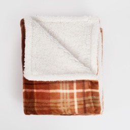 OHS Felix Flannel Check Fleece Throw - Rust - thumbnail 4