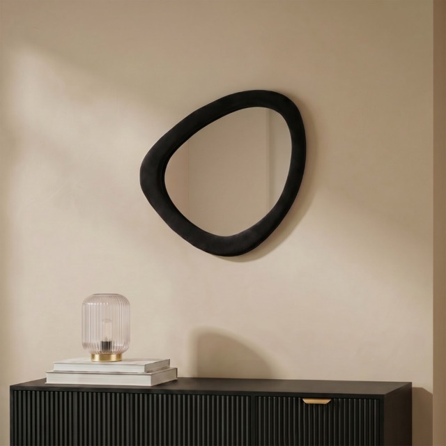 OHS Matte Velvet Irregular Mirror - Black - image 1