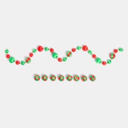 OHS 8 Pack Striped Baubles & Garland Set - Red/Green - thumbnail 4